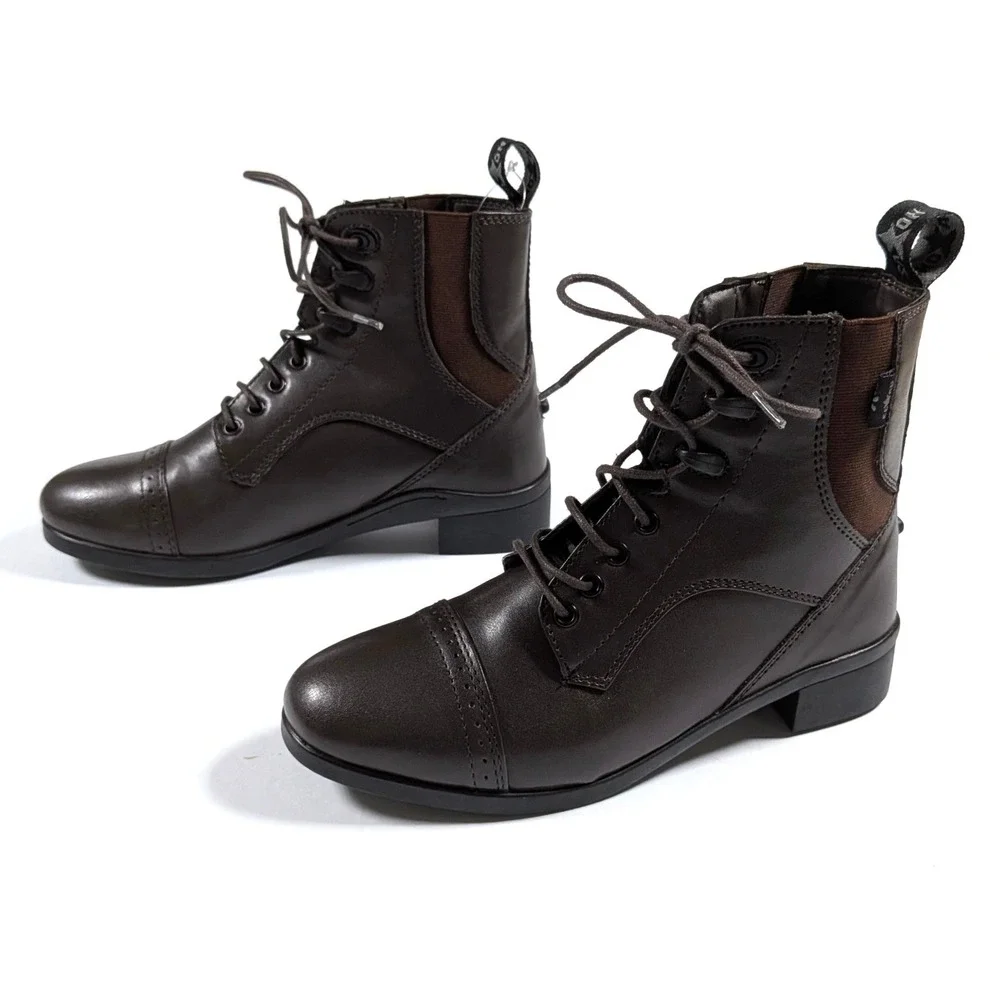 Saxon Syntovia Paddock Boots Lace Up Cap Toe Equestrian Dark Academia Sz 6